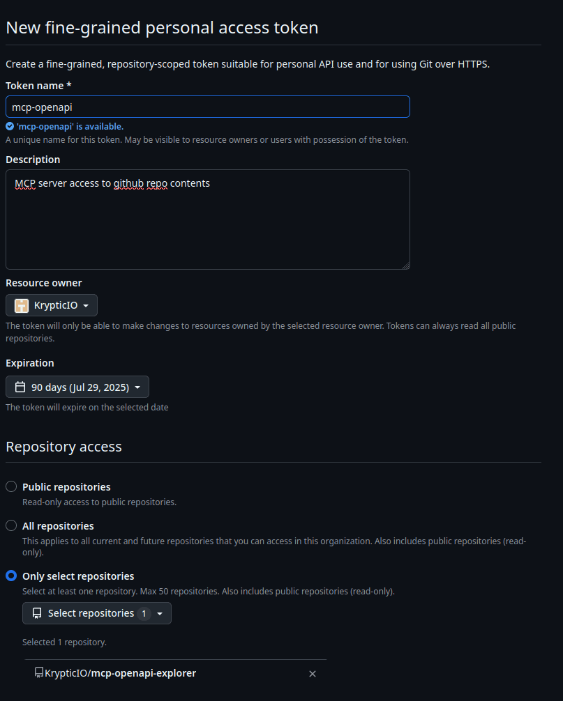 GitHub fine-grained PAT