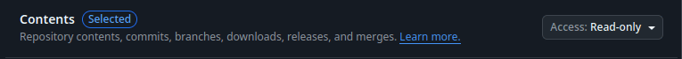 GitHub permissions selection