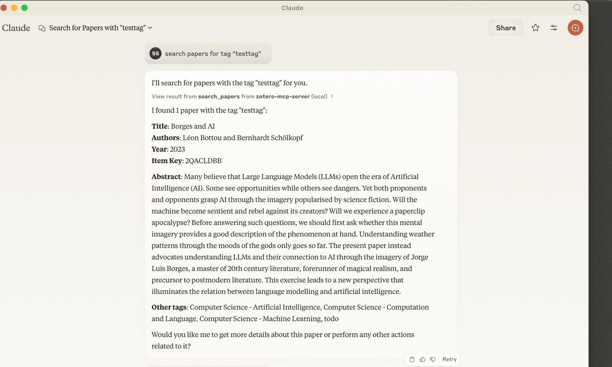 Zotero MCP Server Example