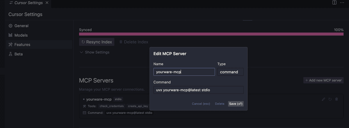 Config cursor screenshot