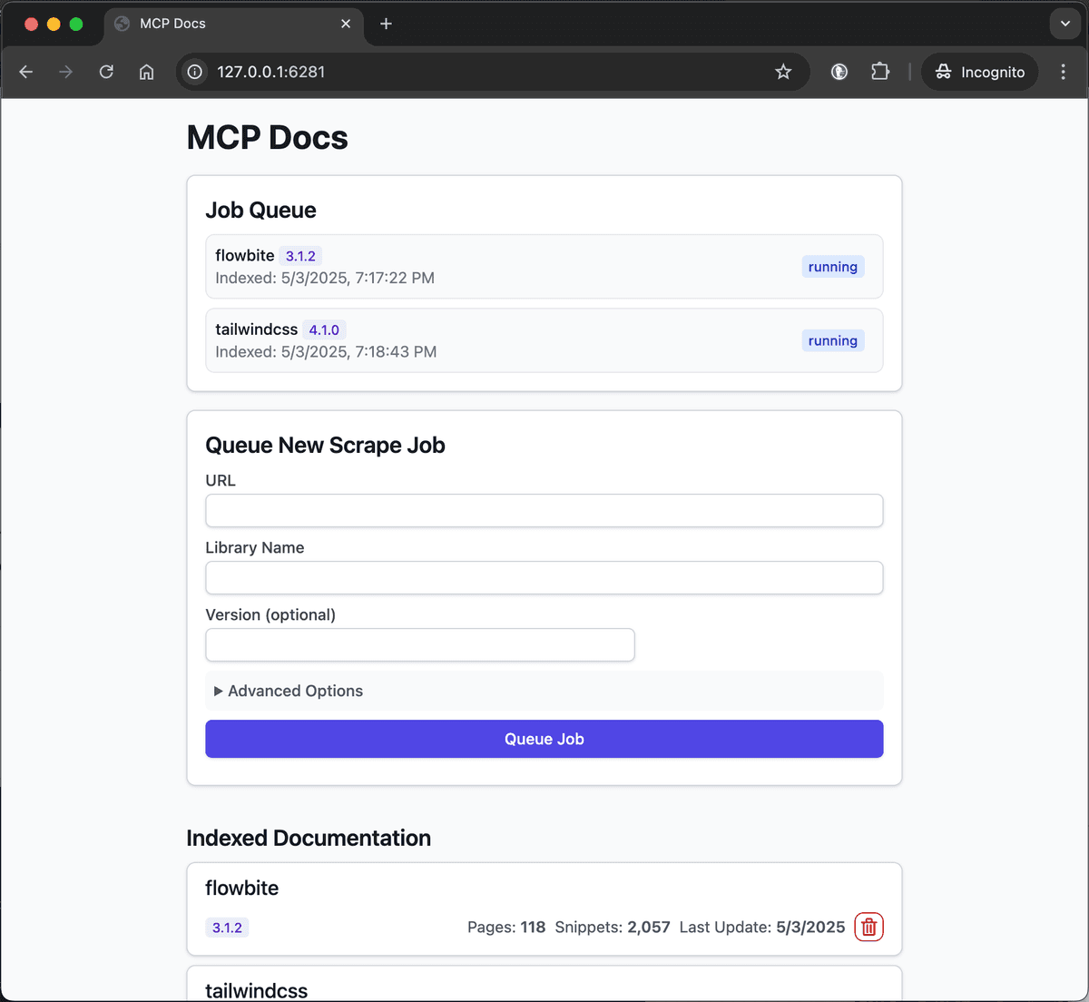 Docs MCP Server Web Interface
