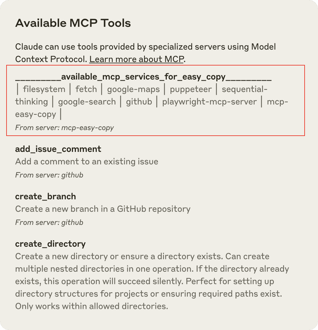 MCP Easy Copy in action