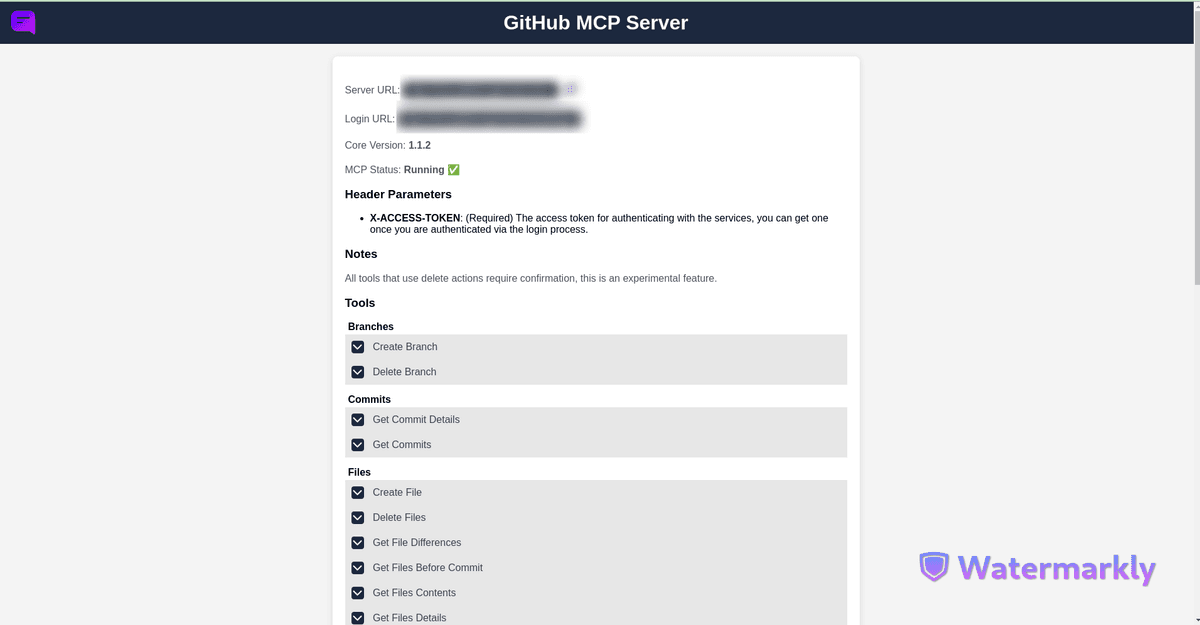 Server info page