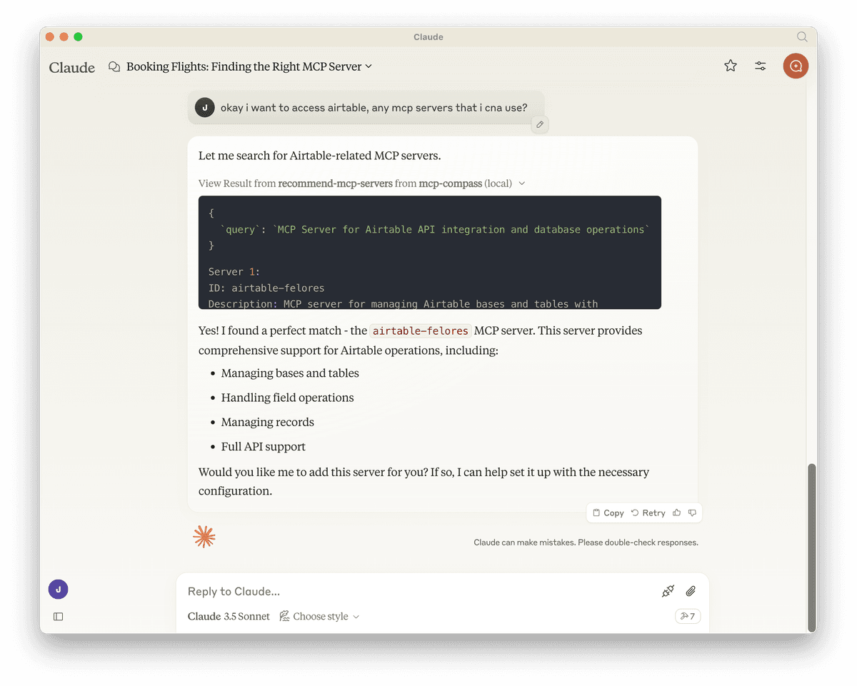 MCP Compass Demo - Airtable Server Search