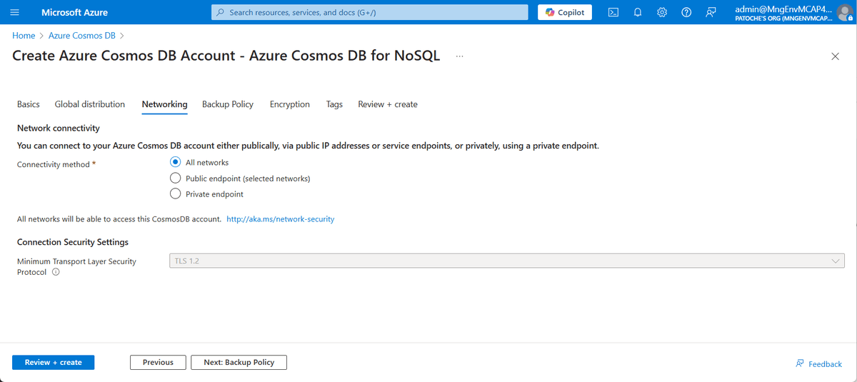 Cosmos DB - Networking