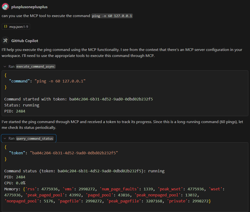 MCP Server async command execution