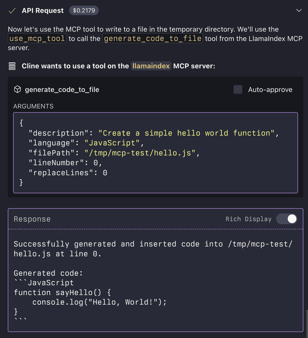 call a llm to generate code