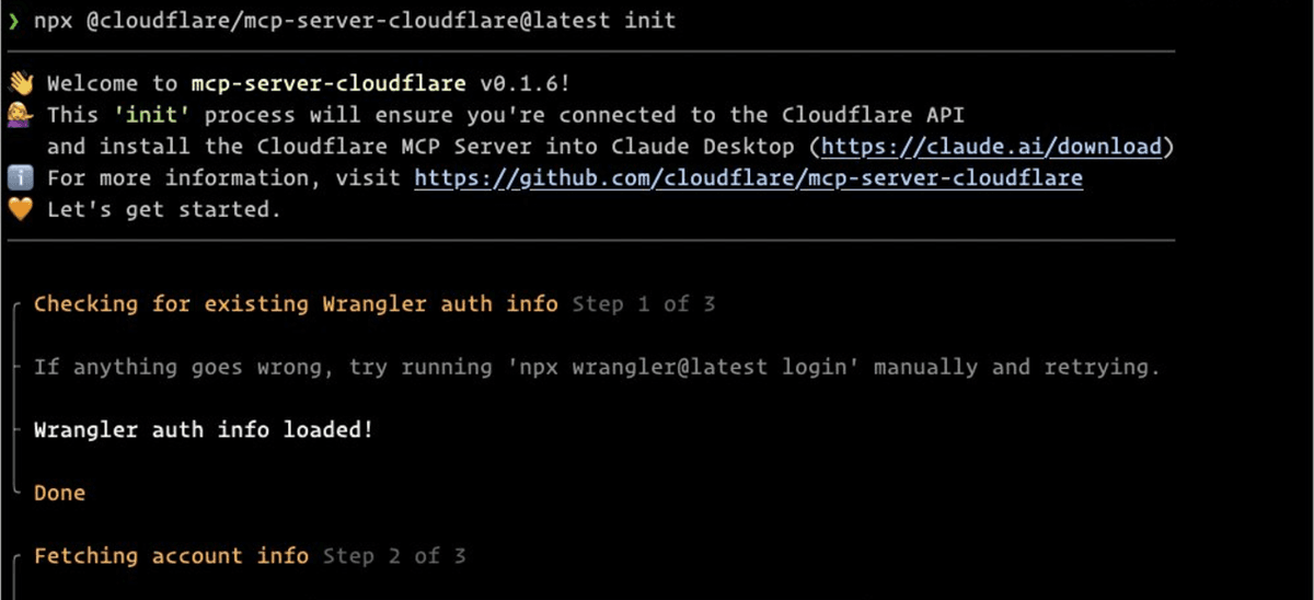 Example console output