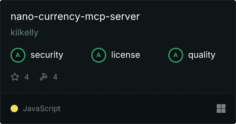Nano Currency Server MCP server
