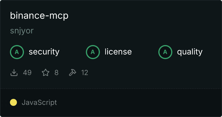 Binance Cryptocurrency MCP server