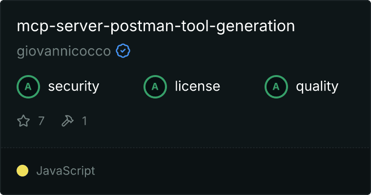 Postman Tool Generation Server MCP server