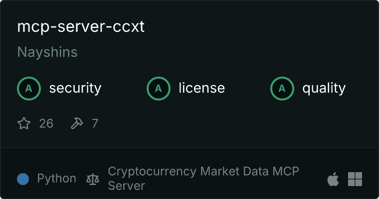 Cryptocurrency Market Data Server MCP server