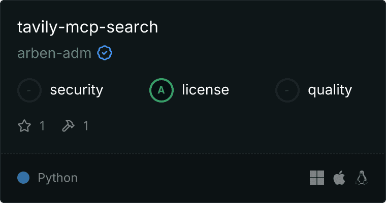 Tavily Search Agent MCP Server