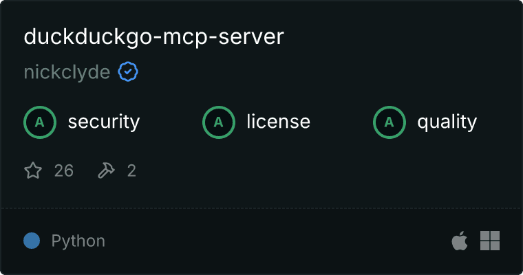 DuckDuckGo Server MCP server